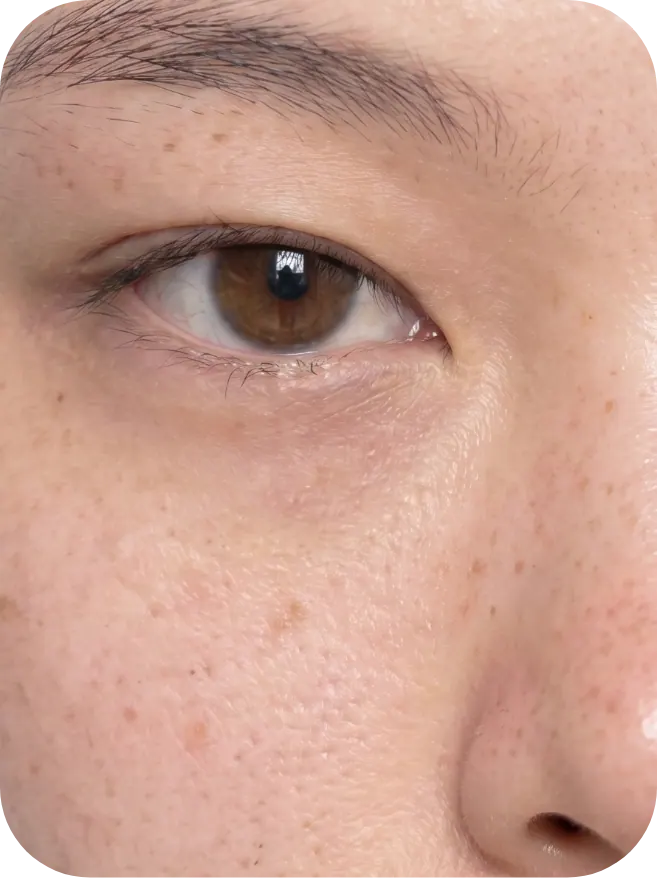 Close-up of realistic skin texture and eye